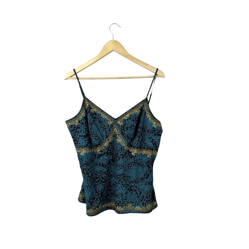 Vintage Y2K Valerie Stevens 14 Silk Cami Camisole Crop Tank Gold  Boho Womens